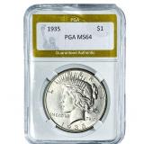 1935 Silver Peace Dollar PGA MS64