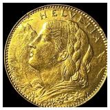 1922-B Gold 10 Francs Switzerland Helvetia CLOSELY