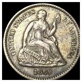 1860 Silver Half Dime CHOICE AU
