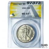 1941 Walking Liberty Half Dollar ANACS MS63