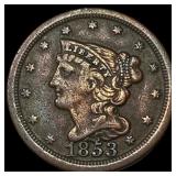 1853 Braided Hair Half Cent NEARLY UNCIRCULATED