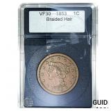 1853 Braided Hair Large Cent  VF30