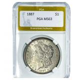 1887 Morgan Silver Dollar PGA MS63