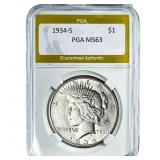 1934-S Silver Peace Dollar PGA MS63