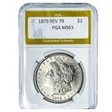 1878 Rev 79 Morgan Silver Dollar PGA MS63