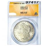 1884-O Morgan Silver Dollar ANACS MS63