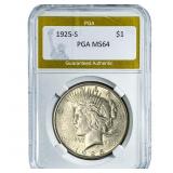 1925-S Silver Peace Dollar PGA MS64