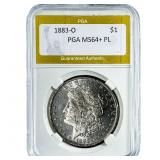 1883-O Morgan Silver Dollar PGA MS64+ PL