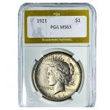 1921 Silver Peace Dollar PGA MS63