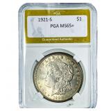 1921-S Morgan Silver Dollar PGA MS65+