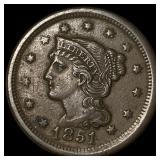 1851 Braided Hair Large Cent CLOSELY UNCIRCULATED