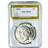 1935 Silver Peace Dollar PGA MS64