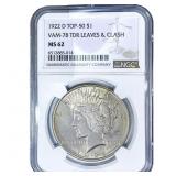 1922-D Silver Peace Dollar NGC MS62 VAM-7B TDR Lea