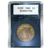 1848 Braided Hair Large Cent  AU50