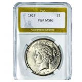 1927 Silver Peace Dollar PGA MS63