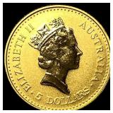 1990 Gold 1/20 oz Australian Nugget $5 CHOICE PROO