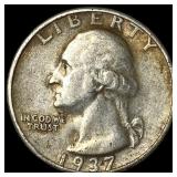 1937-S Silver Washington Quarter NEARLY UNCIRCULAT
