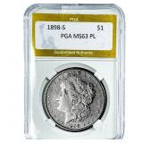 1898-S Morgan Silver Dollar PGA MS63 PL