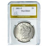 1881-O Morgan Silver Dollar PGA MS63