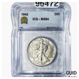 1942 Walking Liberty Half Dollar ICG MS64