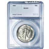 1945 Walking Liberty Half Dollar SEGS MS66+
