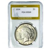 1934 Silver Peace Dollar PGA MS64
