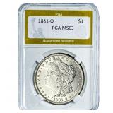 1881-O Morgan Silver Dollar PGA MS63