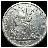 1866-S Silver Half Dollar ABOUT UNCIRCULATED