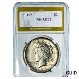 1921 Silver Peace Dollar PGA MS63