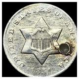1851 Silver Three-Cent Piece (Holed) HIGH GRADE