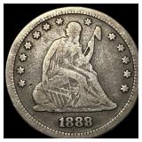 1888-S Silver Seated Liberty Quarter LIGHTLY CIRCU