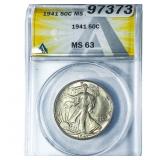 1941 Walking Liberty Half Dollar ANACS MS63