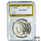 1935 Silver Peace Dollar PGA MS64