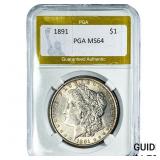 1891 Morgan Silver Dollar PGA MS64