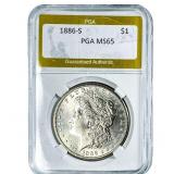 1886-S Morgan Silver Dollar PGA MS65