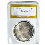 1885-O Morgan Silver Dollar PGA MS64 PL