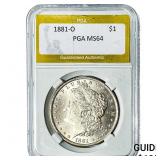 1881-O Morgan Silver Dollar PGA MS64