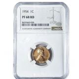 1954 Wheat Cent NGC PF68 RD