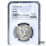 1964 D/D Kennedy Half Dollar NGC MS64