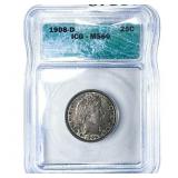 1908-D Barber Quarter ICG MS60