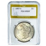 1897-S Morgan Silver Dollar PGA MS64