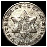 1853 Silver Three-Cent Piece NEARLY UNCIRCULATED