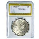 1883-O Morgan Silver Dollar PGA MS63