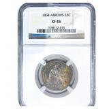 1854 Seated Liberty Quarter NGC XF45 Arrows