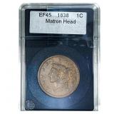 1838 Coronet Head Large Cent  EF45