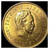 1916 Cuba Gold 5 Pesos GEM BU