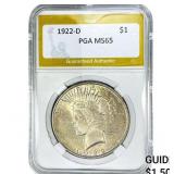 1922-D Silver Peace Dollar PGA MS65