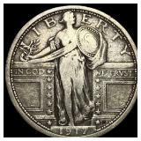 1917 Type 1 Standing Liberty Quarter NEARLY UNCIRC