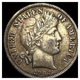 1907 Barber Dime CLOSELY UNCIRCULATED