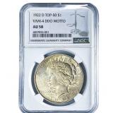 1922-D Silver Peace Dollar NGC AU58 VAM-4 DDO Mott